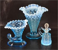 Fenton Blue Opalescent Hobnail Glass Items