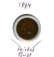 1864 Indian Head Cent - Pointed Bust