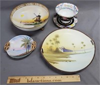 4 Pc Hand Painted Nippon Porcelain Lot