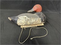 Antique Wood Redhead Duck Decoy