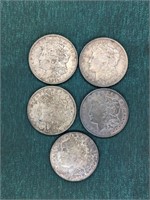 Lot of 5 1921 Morgan Silver Dollars