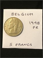 Belgium 1948FR  5 Francs Coin