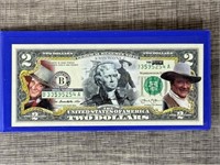 John Wayne Colorized Two Dollar Bill