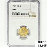 1905 $2.50 Gold Quarter Eagle NGC MS62