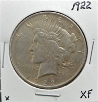 S: 1922 XF PEACE DOLLAR