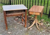 Drop leaf end stand and school desk