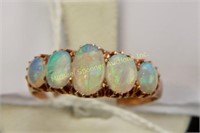 VICTORIAN ROSE GOLD OPAL GRADUATED FIVE STONE RING