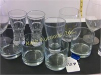 10 pcs w/ high ball glasses, wine glasses, etc