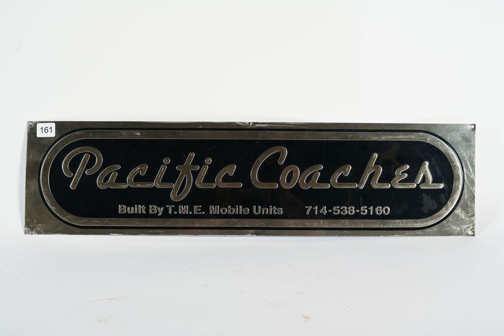 PACIFIC COACHES EMBOSSED ALUMINUM SIGN