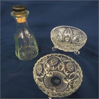 3 CLEAR GLASS DECORATIVE CANDY DISHES*MORE