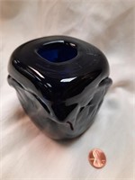 Cobalt Blue Art Glass 4" Vase, Signed Weisgram