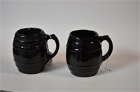 2 Black Barrel Mugs Marked on Bottom