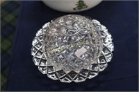 PRESSED GLASS BUTTER DISH WITH DOME LID