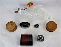 Small Trinket Boxes and Glass Swizzle Sticks