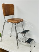 brown vintage kitchen step stool