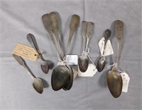 Group of 10 Early American Coin Silver Spoons