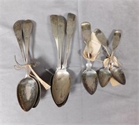 Group of 9 Early American Coin Silver Spoons