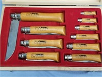 Opinel 10 piece knife set post 1935 # 2-10 & 12 in