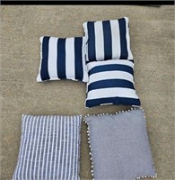 (6) Home Decor Accent Pillows Blue/White/Gray