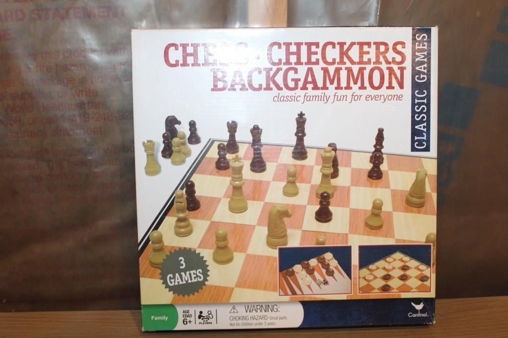 Chess Checkers Backgammon 3 in 1 Games