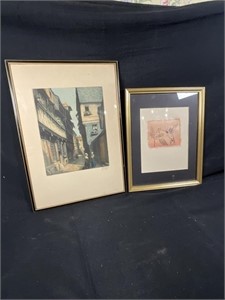 2 framed pieces of artwork -