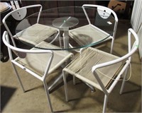 36" FRYLIME LABELED GLASS TABLE AND CHAIRS