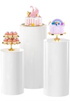 $160 White Round Cylinder Pedestal Stands Display
