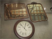 (2) Vintage Mirrors, Clock