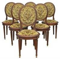 (6) FRENCH LOUIS XVI STYLE UPHOLSTERED CHAIRS