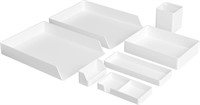 Basics Plastic Desk Organizer Bundle- Letter Trays