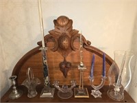 Estate Lot of Glass & Metal Candle Holders