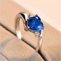 Fashion Simple Romantic And Elegant Blue Heart Ri
