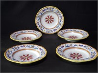 Set of 5 signed handpainted glazed pottery bowls