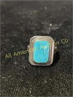 Sterling silver and turquoise ring, size 7.75