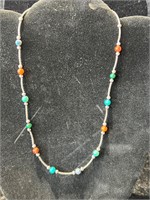BEADED AND SILVER NECKLACE CLASP MARKED .925