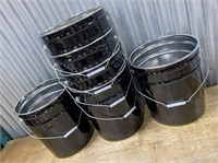 Lot Of 6 (5) Gallon Black Metal Bucket