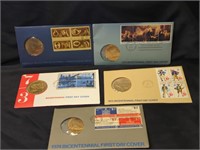 5 - FIRST DAY ISSUE STAMP & MEDAL SETS