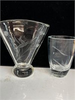 Etched glass vases