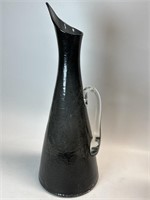 20” Blenko Pitcher 976 Charcoal Crackle Glass