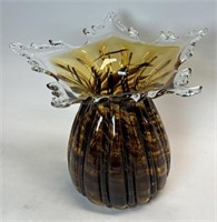 Murano Art Glass Blown Abstract Vase 8” x 10”