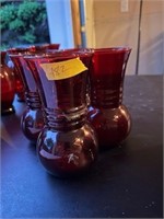 Vintage Ruby Red 4 Vases
