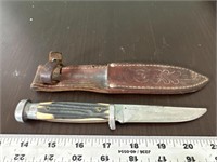 Vintage knife with leather sheath
