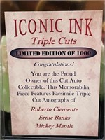 Iconic Ink Triple Cut FAC Auto Mickey Mantle  Card