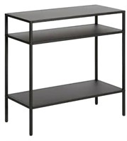 24' BLACKENED BRONZE SIDE TABLE WITH METAL SHELVES
