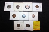 9 Indian Head Pennies 1883-1906