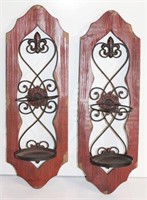 Pair of Wood and Iron Wall Displays