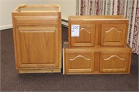 (3) Oak Cabinets