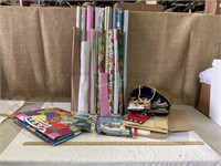 Assortment of wrapping paper, gift bags, gift