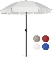 AMMSUN Patio Umbrella Market 6.5 ft UPF50+ (White)