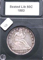 1883 SEATED HALF DOLLAR XF  RIM BUMP BUT NICE